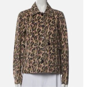 VERONICA BEARD Jeans Sz XL Animal Print Blazer Back Pleat Buttons Pockets Jacket